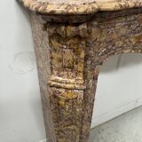 Louis XV style fireplace, Pompadour model, speckled breccia marble, 19th century