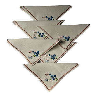 12 serviettes à thé brodées