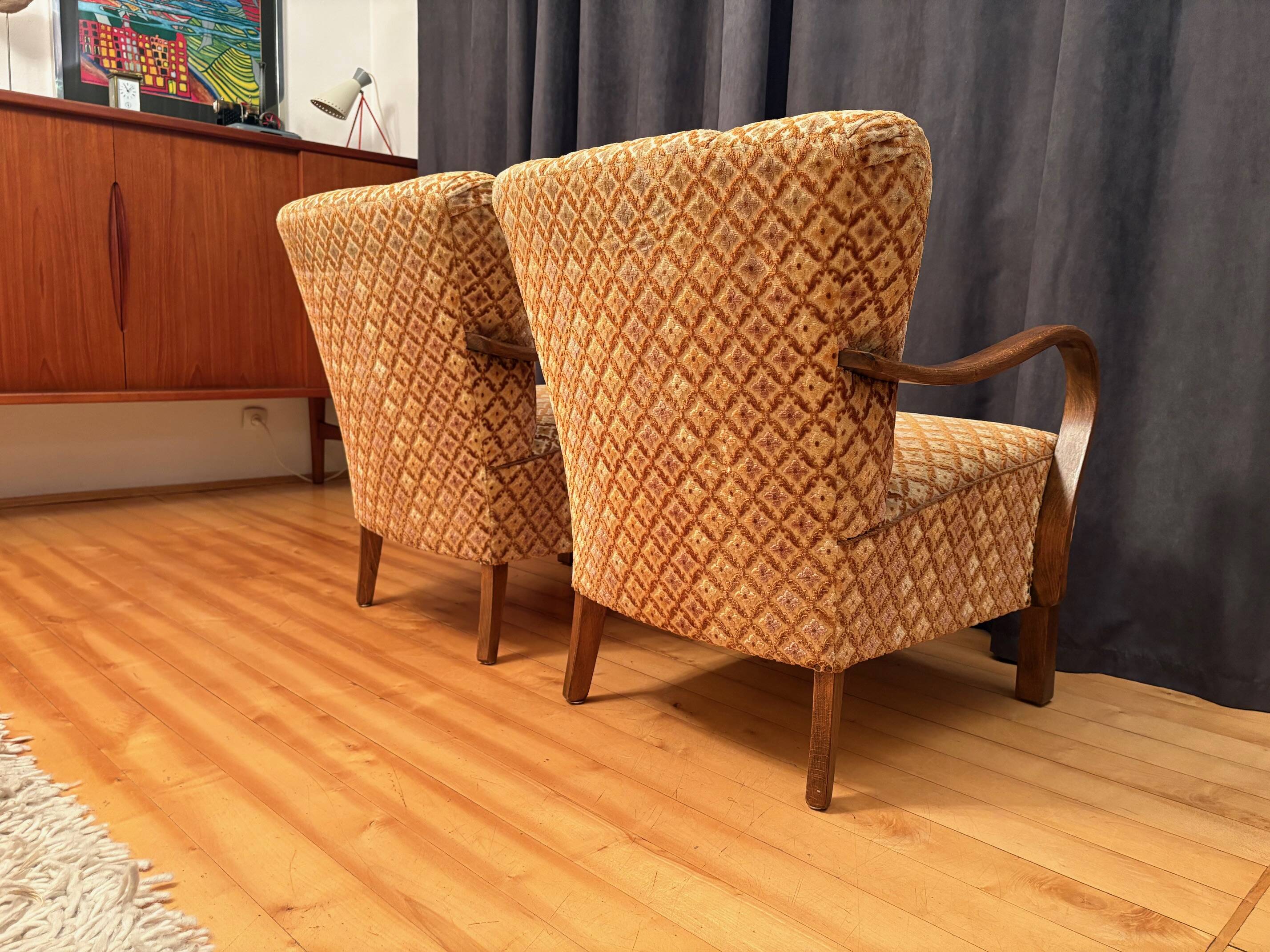 Pair of Art Deco Armchairs, 1940s