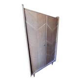 Art Deco oak wardrobe with chevron decoration.