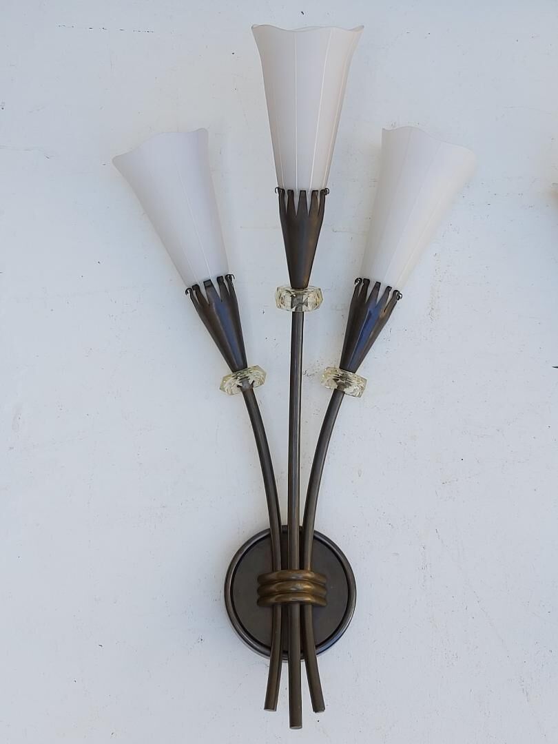 Pair of arum sconces edition Lunel Paris 50s