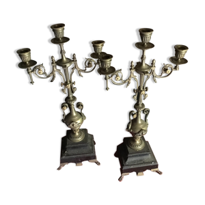 paire de chandeliers candélabres pour 3 bougies
