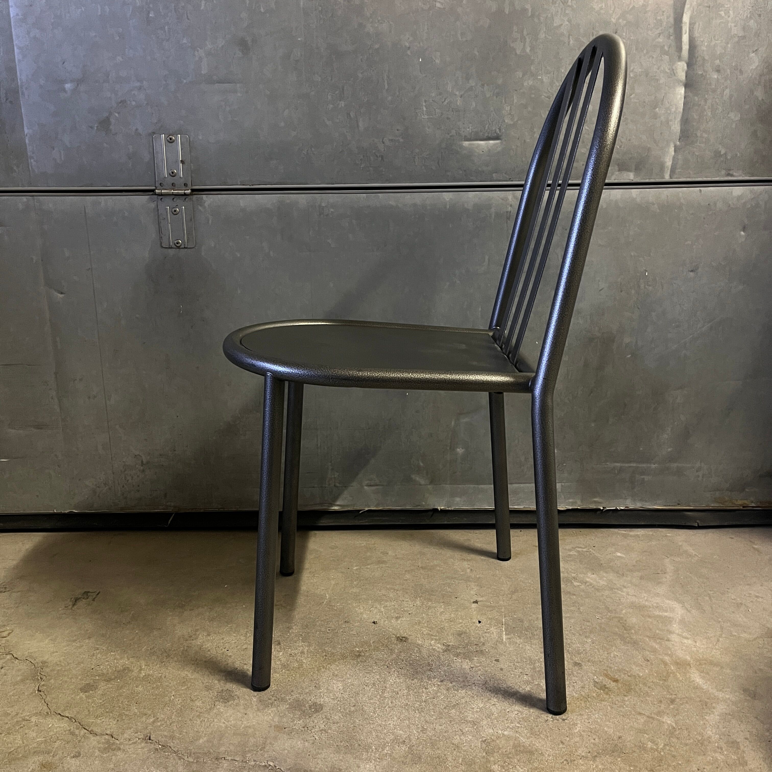 Set of 4 grey metal chairs no. 222 by Robert Mallet-Stevens, edition 80