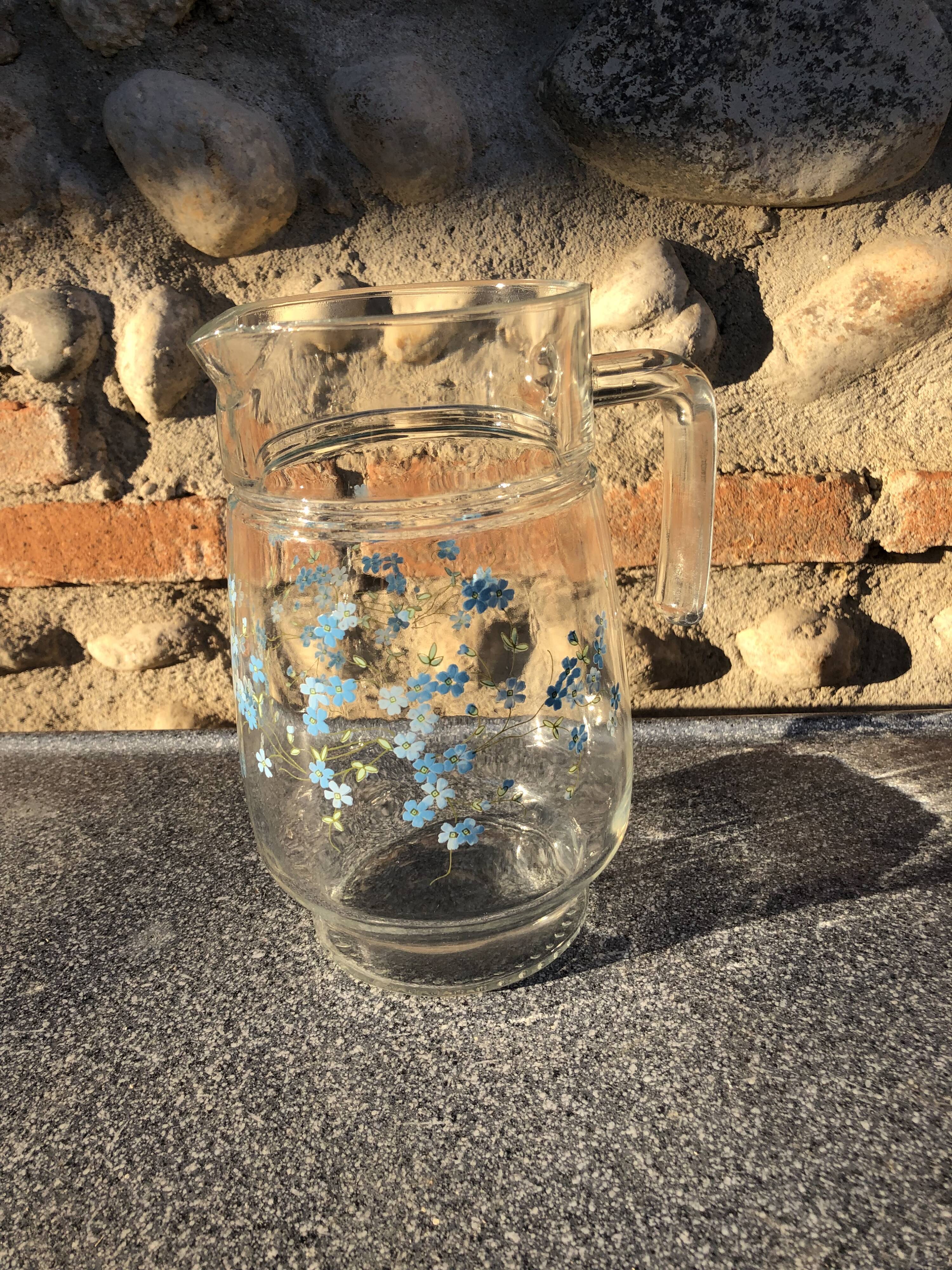 Pitcher small blue flowers Veronica Luminarc Arcoroc