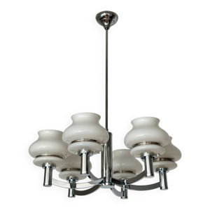 lustre en chrome et opaline