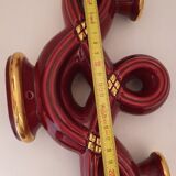 Double art deco lamp foot in bordeaux and gold ceramics