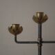 Candlestick with three branches wrought iron brass handcrafted unique piece candelabra candle holder