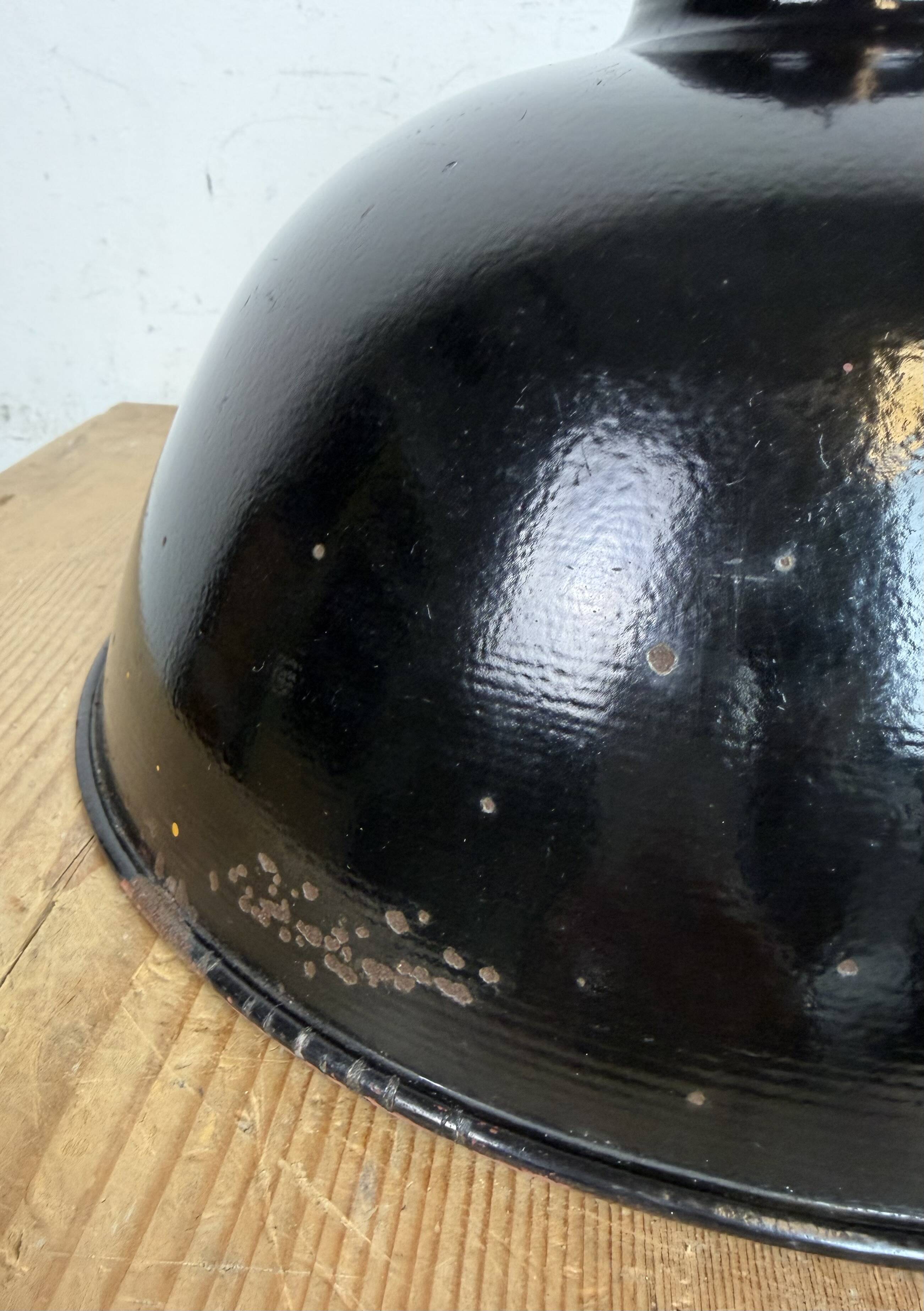 East German Black Enamel Factory Light by LBD Veb Leuchtenbau Dresden, 1950