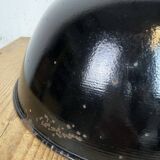 East German Black Enamel Factory Light by LBD Veb Leuchtenbau Dresden, 1950
