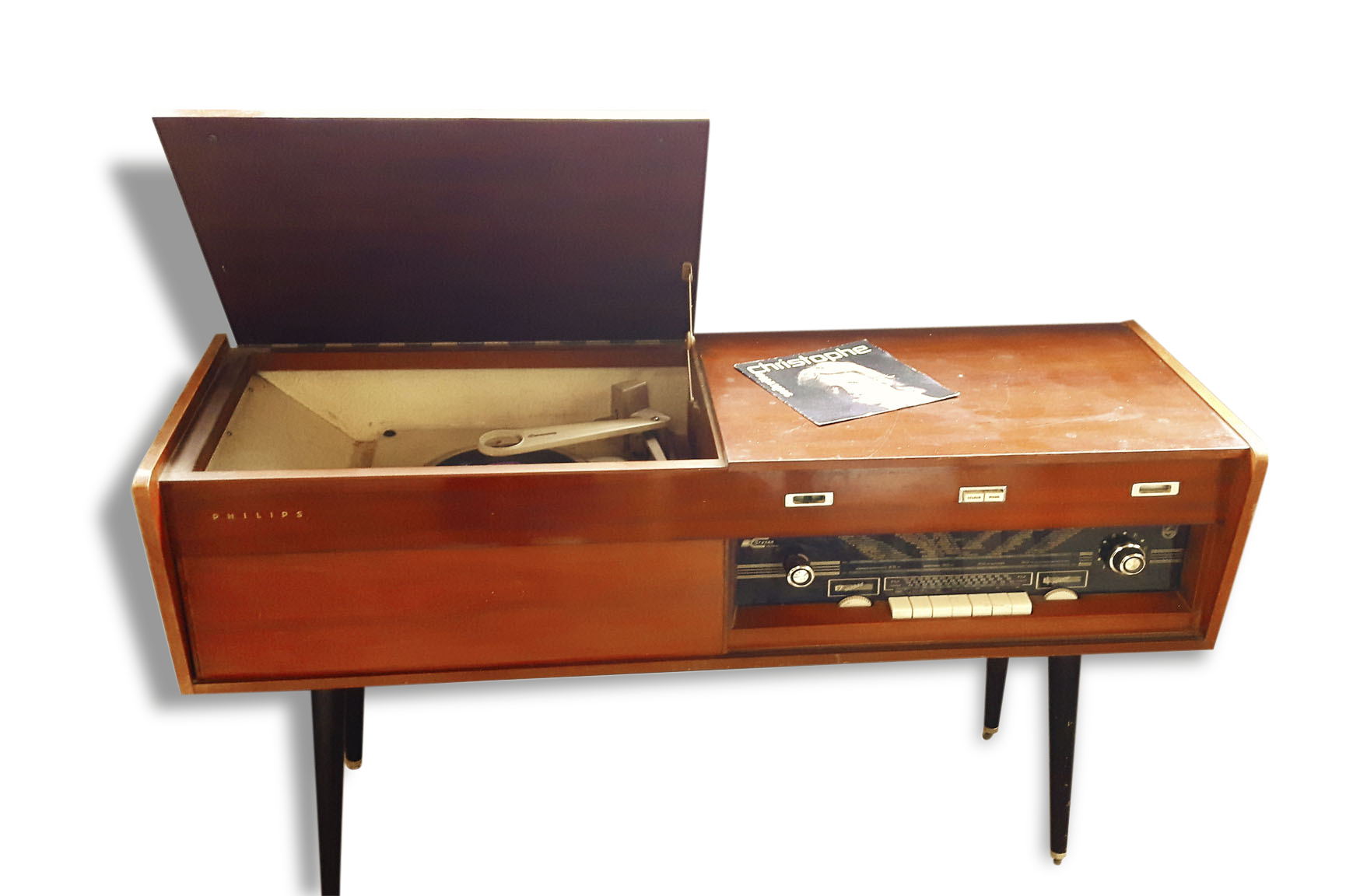 Meuble tournedisque et radion intégrés Philips Selency