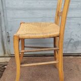Chaise rustique paillée vintage art populaire