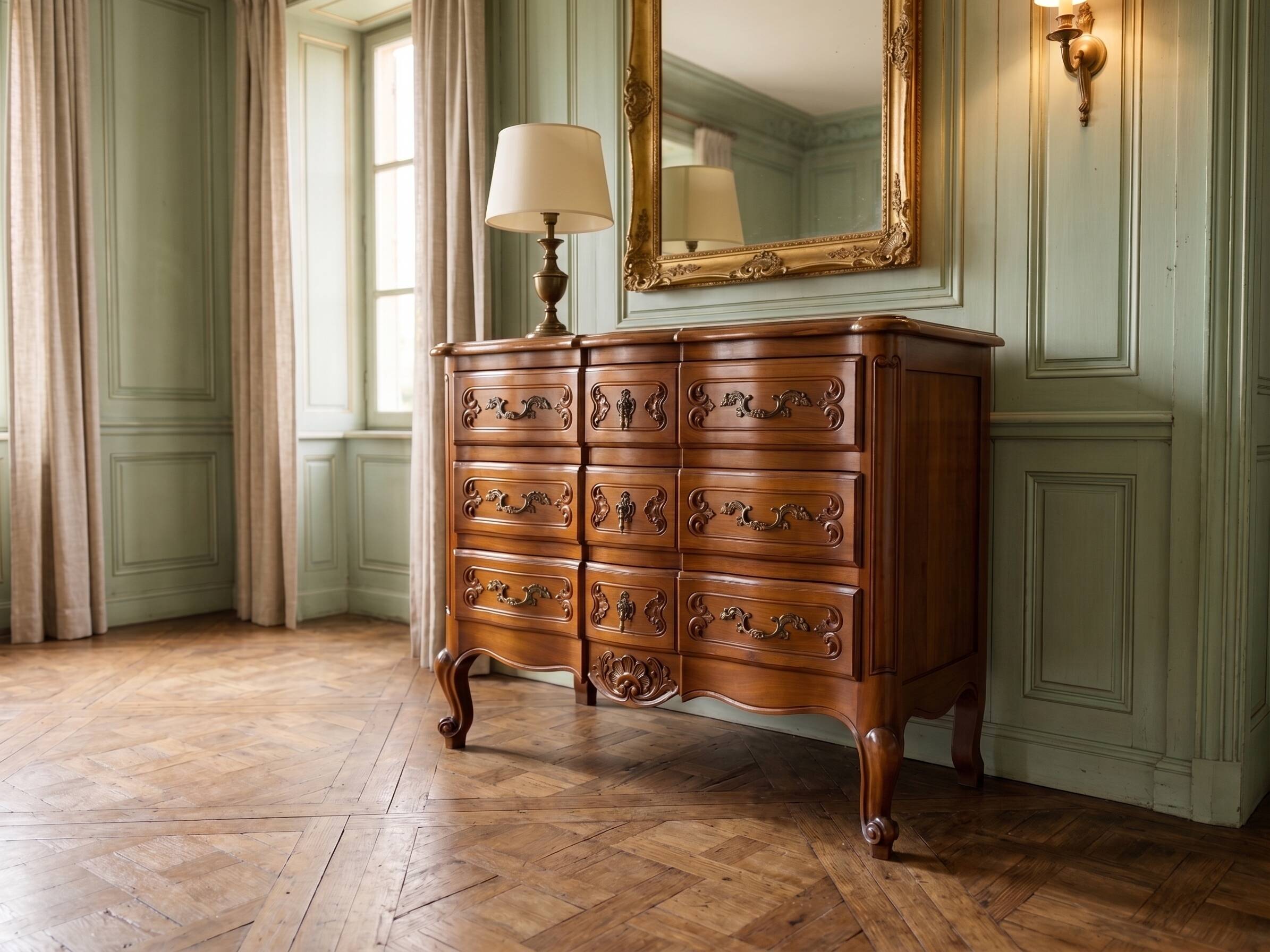Chest of drawers with 3 drawers in cherry wood