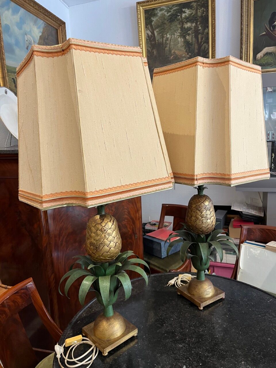 Paire de lampes ananas