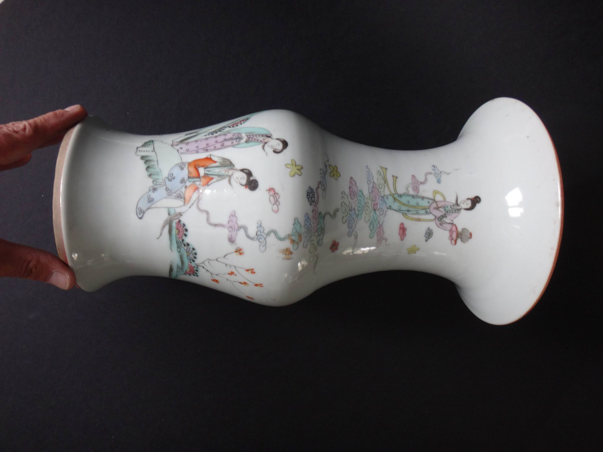 Ancient vase balustre Chinese porcelain china poeme brand Qing XIX