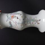 Ancien vase balustre chinois porcelaine chine poeme marque Qing XIX