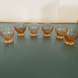 6 small glasses vintage pink Arcoroc