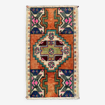 Petit tapis turc vintage 81x46 cm, short runner, tribal, shabby, mini tapis