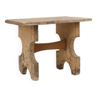 Beautiful shaped rustig low stool in painted wood, France ca. 1900