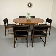Vintage teak extendable round dining table Scandinavian design 1960s