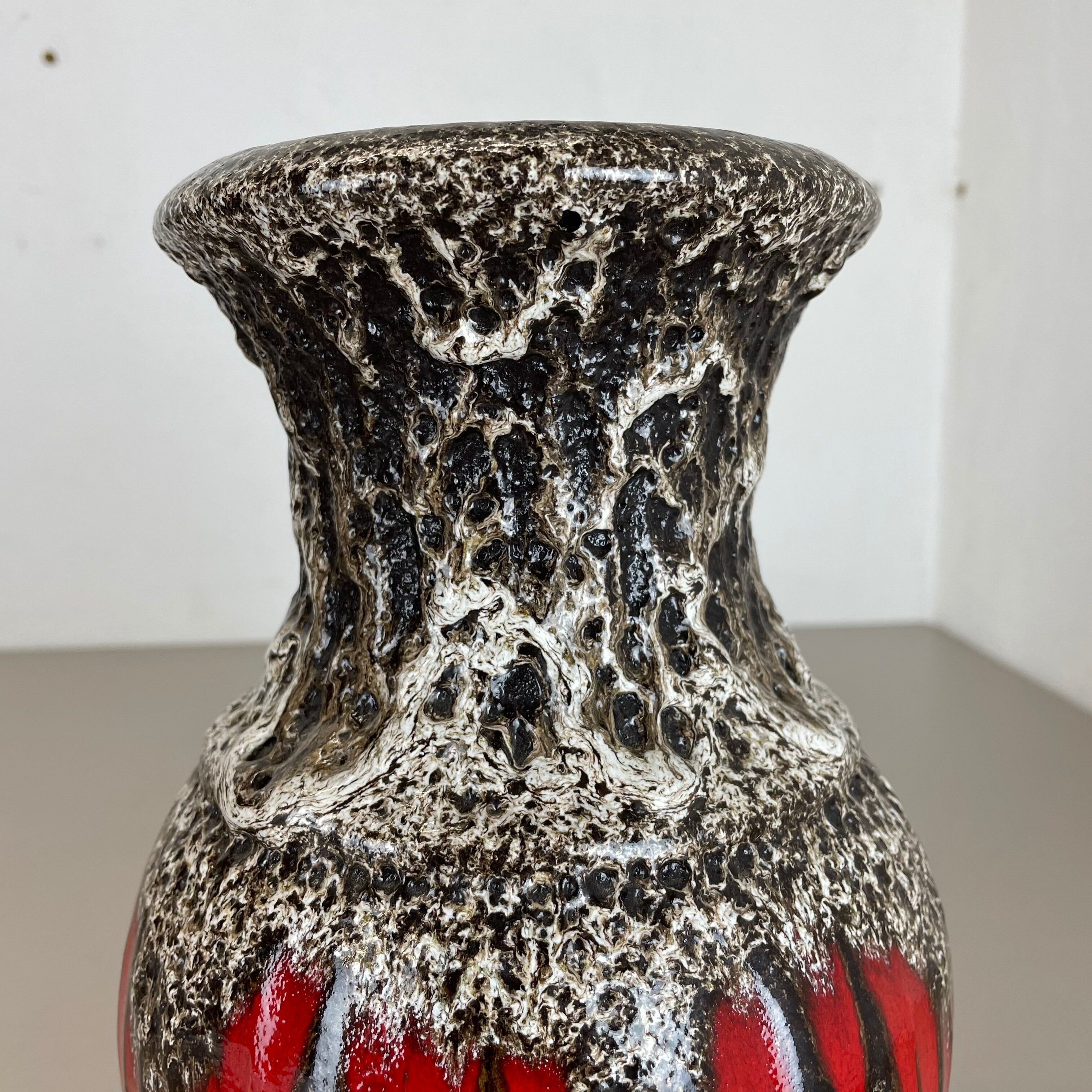 Zig Zag Pottery Fat Lava Vase Made by Scheurich, Germany, 1970s