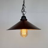 Industrial Dark Red Enamel Factory Pendant Lamp, 1960s