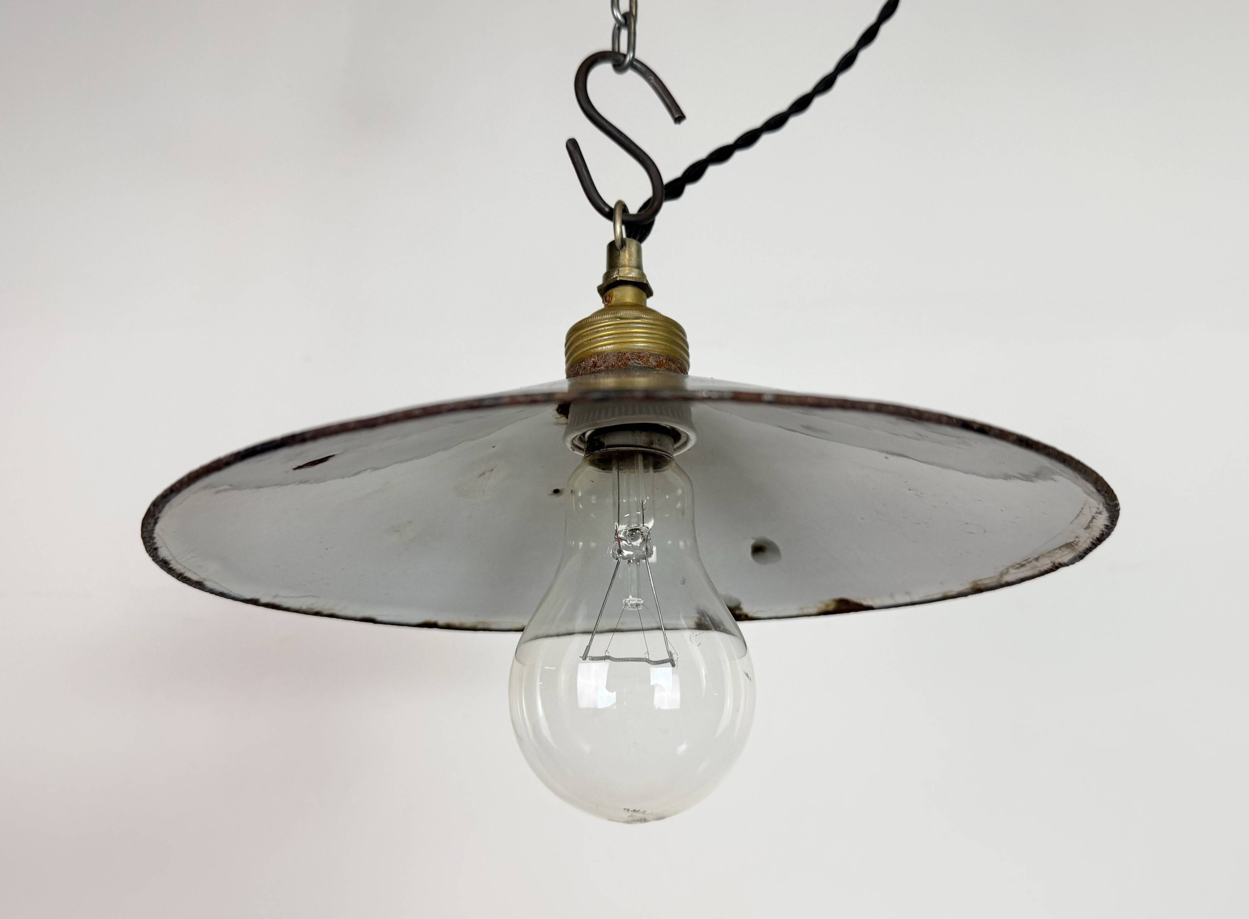 Industrial Black Enamel Light, 1930s