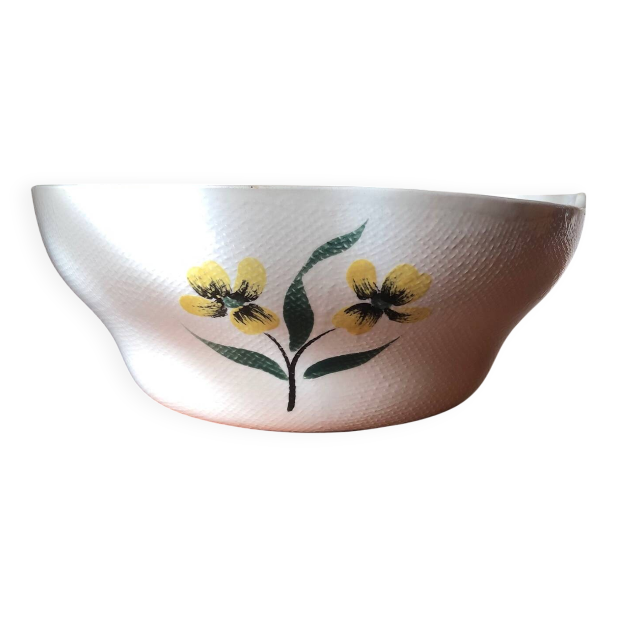 Salins France salad bowl with yellow flower decoration