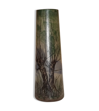 Vase verre émaillé signé JEM ( legras ) | Selency
