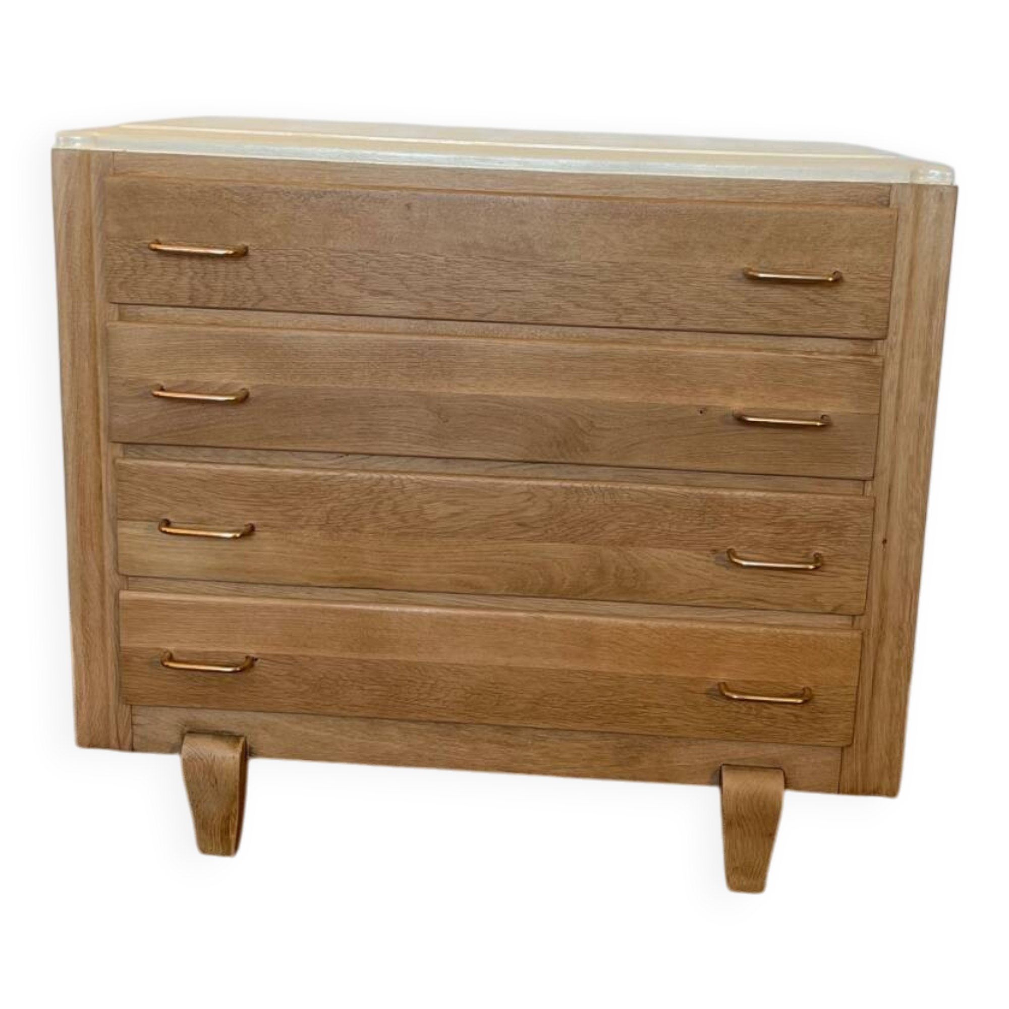 Vintage chest of drawers in wood and golden brass handles