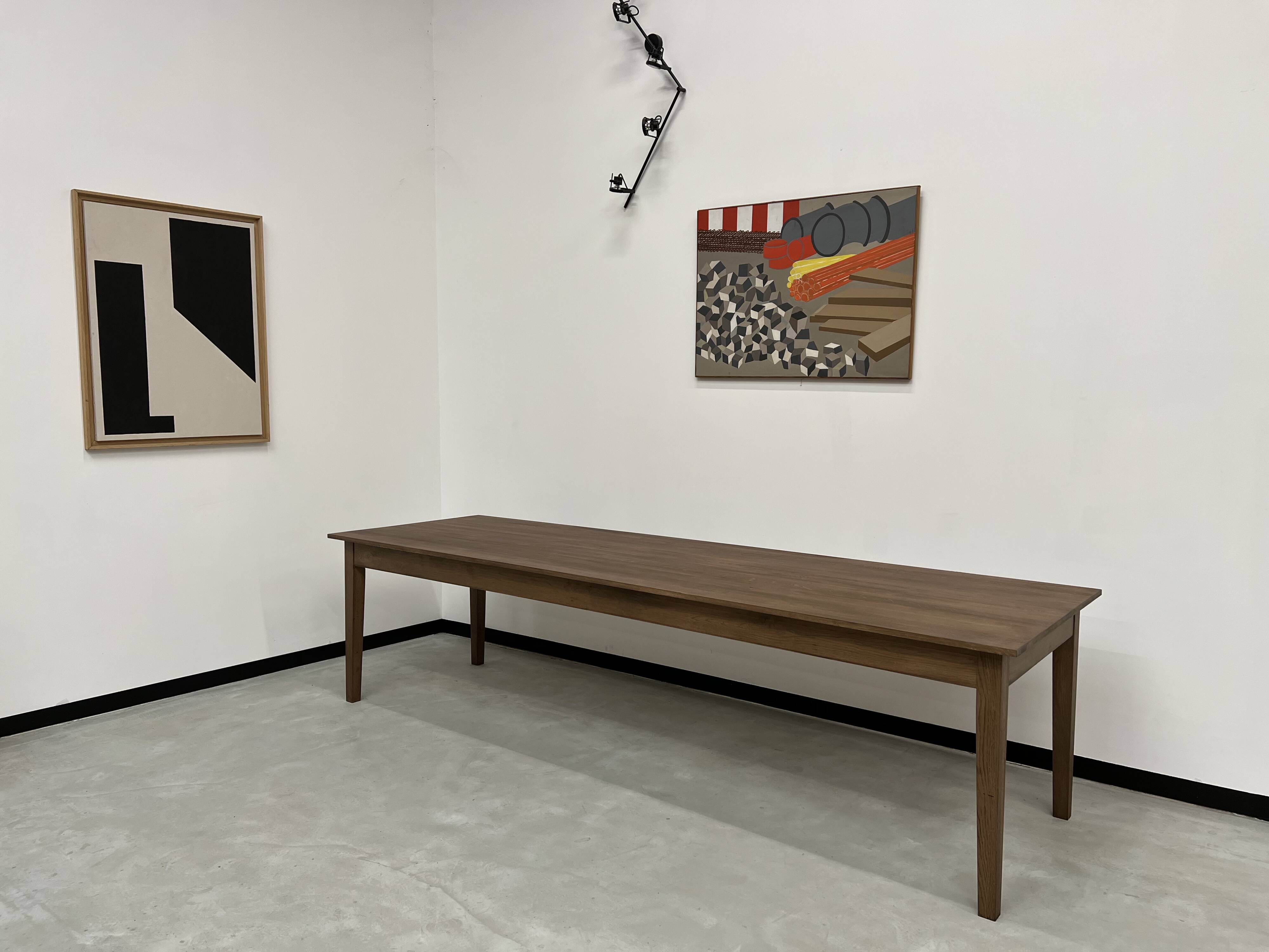 "Dark Brown" farmhouse table in solid oak, 300 x 90 cm