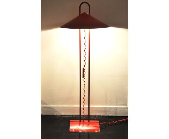 Floor Lamp 1980 In Red Metal Selency, Red Metal Floor Lamp