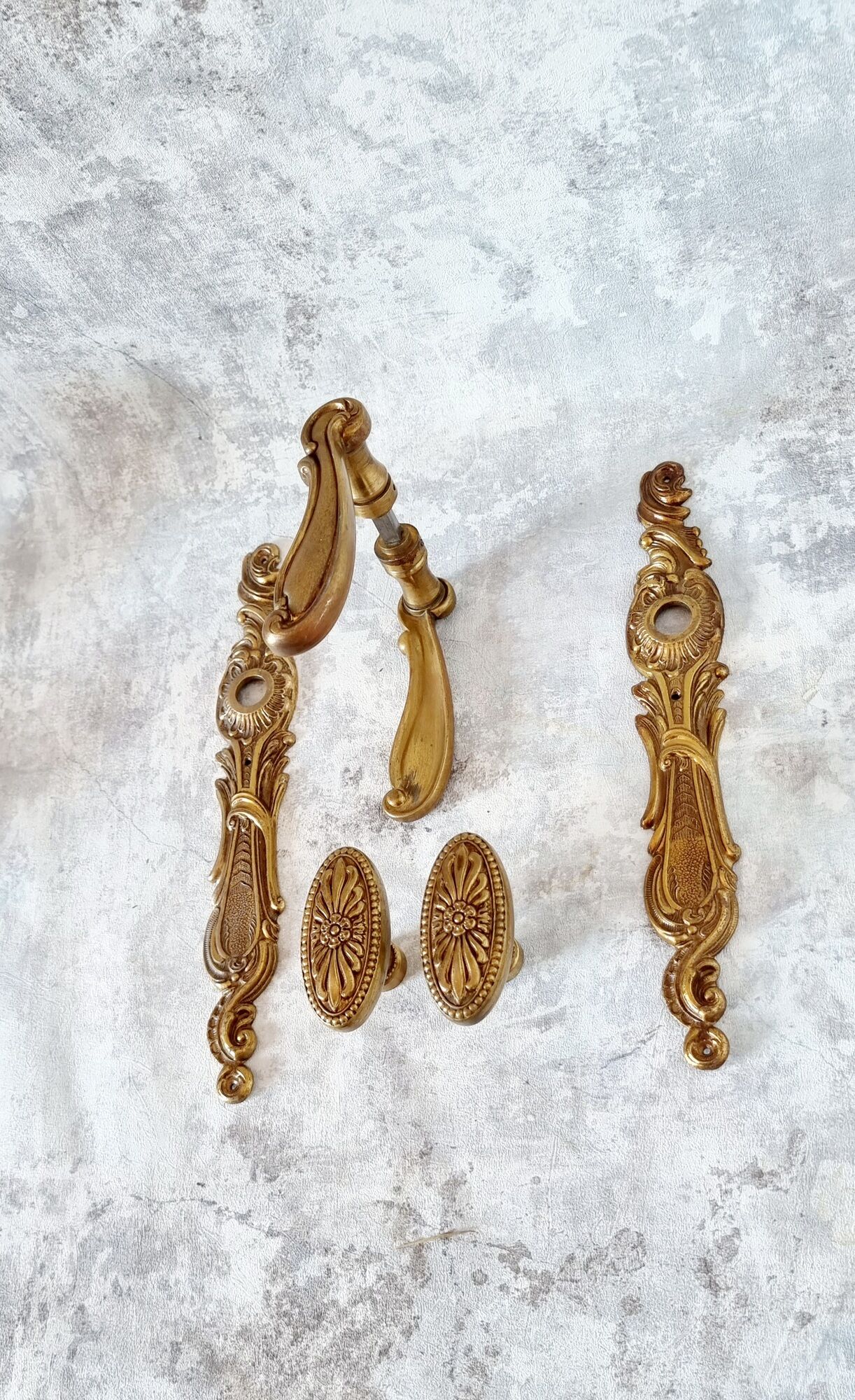 Door handle hardware and 2 French bronze furniture handles