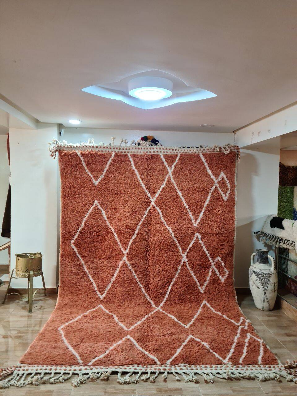 Beni Ouarain Rug Wool Terracotta and Geometric Patterns 300x200cm