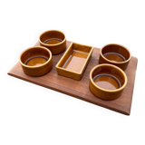 Vintage teak ceramic aperitif serving tray Stylform design