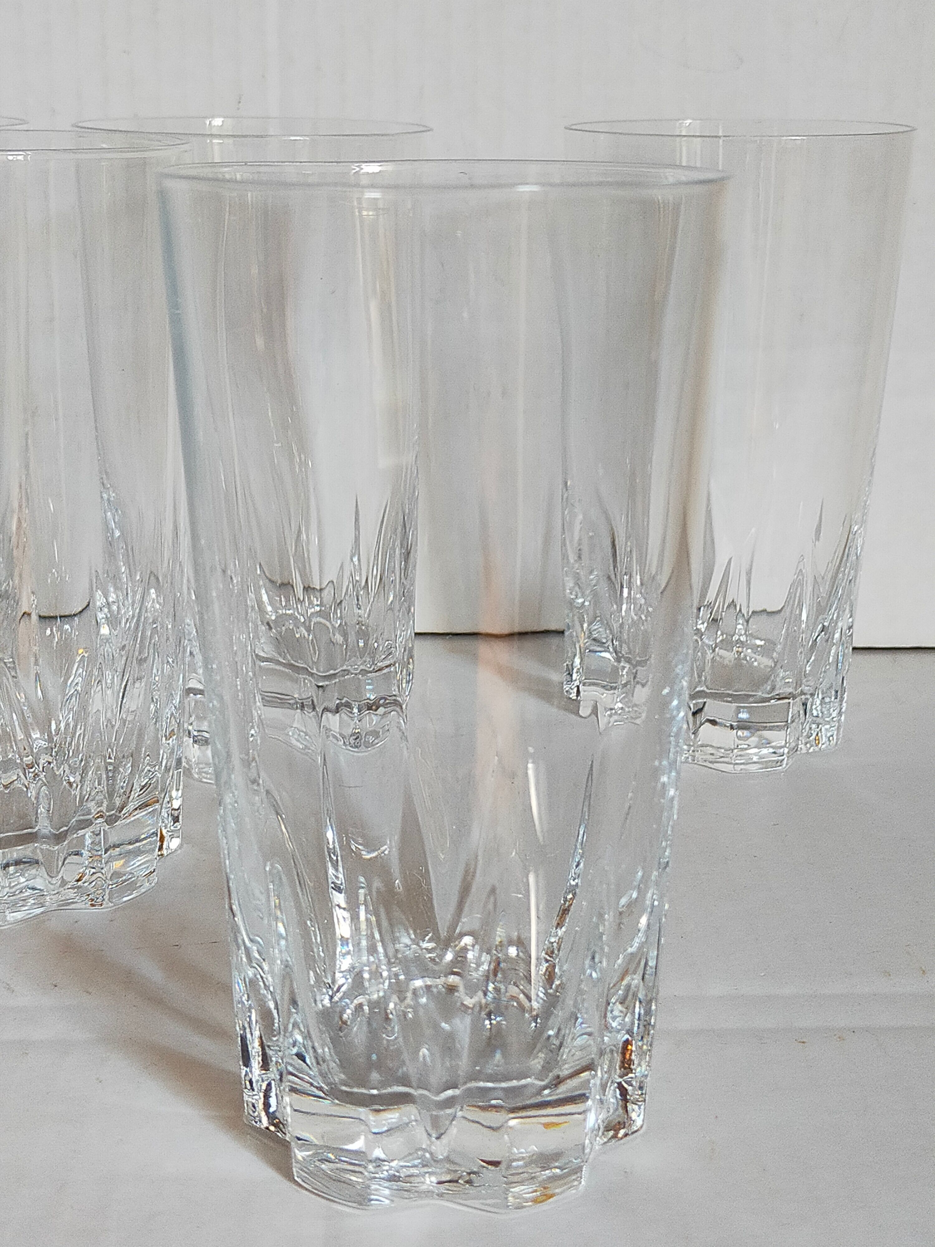 Six vintage crystal long drink juice glasses
