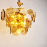 Mid century glass disk chandelier, 1970s