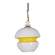 VINTAGE 1970S CHANDELIER IN WHITE AND YELLOW GLASS, ITALIAN DESIGN