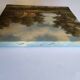 Antique painting signed "Percy" - House by the pond - oil on canvas
