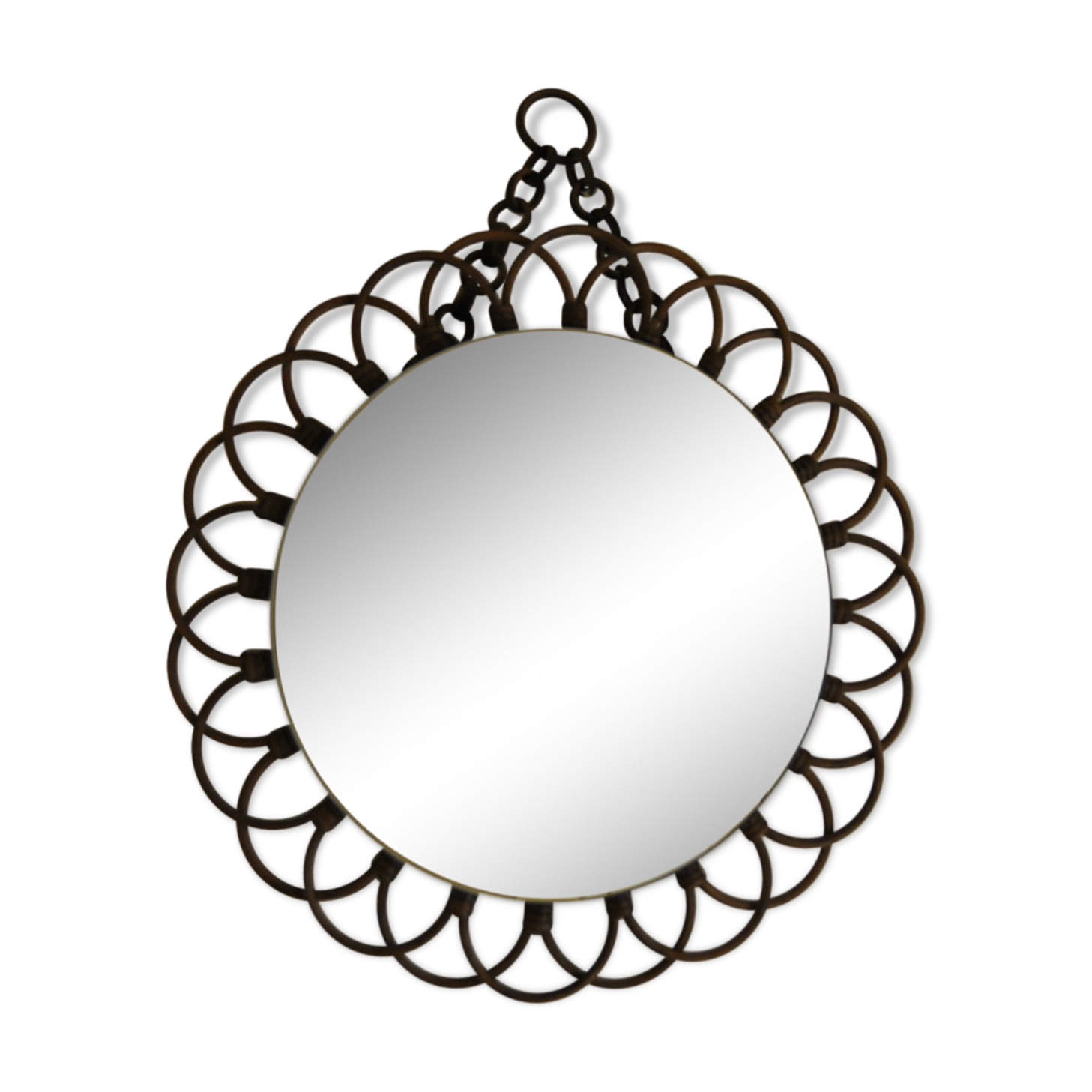 Rattan mirror "art vannerie" 60s 54cm