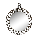 Rattan mirror "art vannerie" 60s 54cm