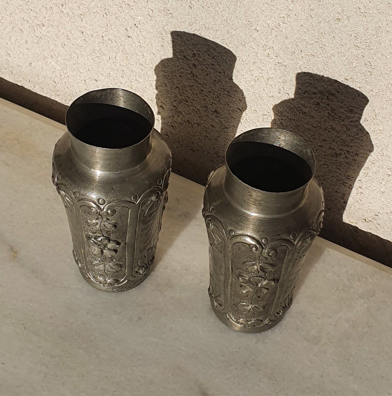 Pair of tin vases