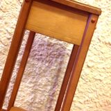 Square plant holder in light wood / 70s-80s