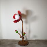 Inlaid and lacquered wooden floor lamp, 1960s.