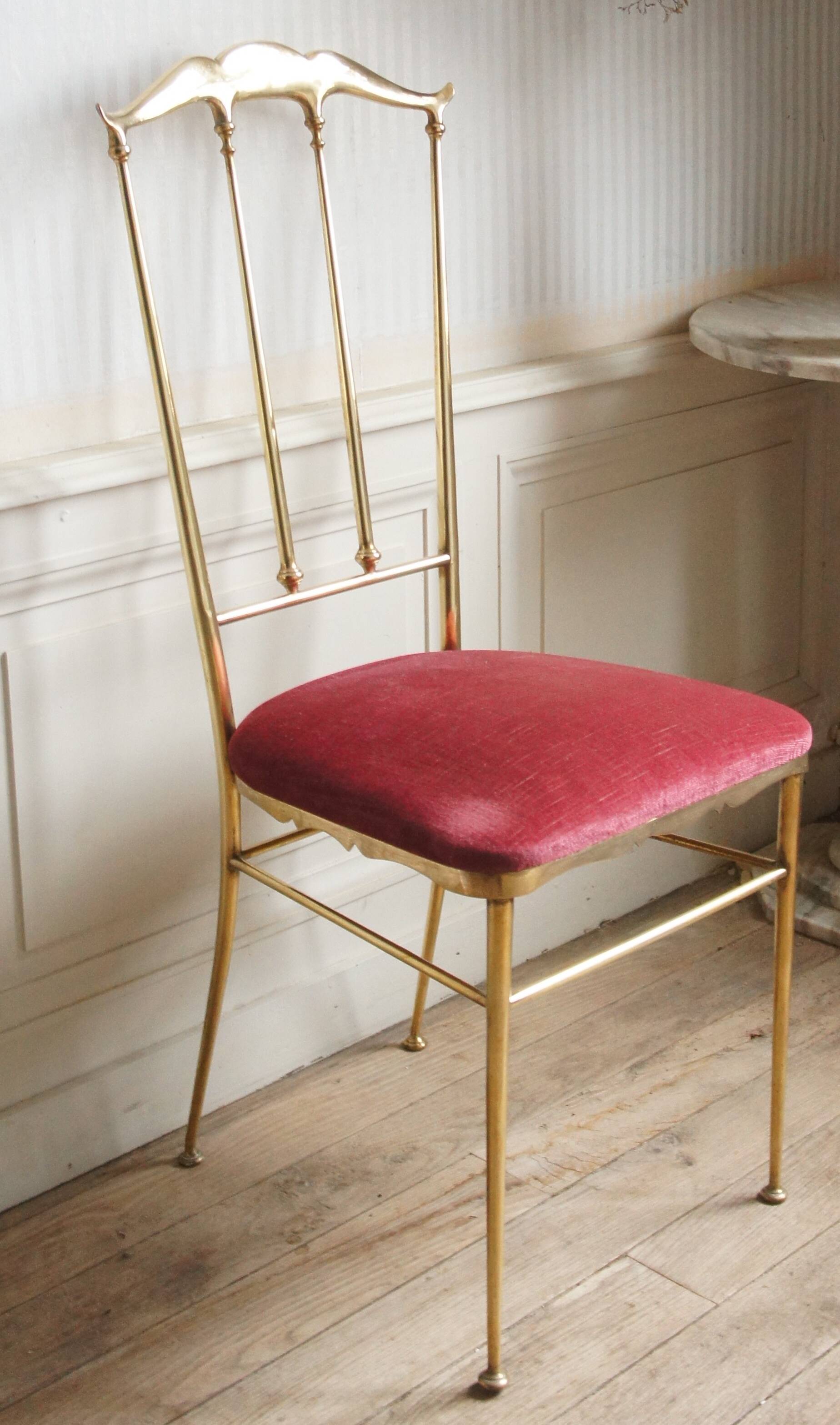 Chiavari high back chair solid brass & velvet