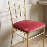Chiavari high back chair solid brass & velvet