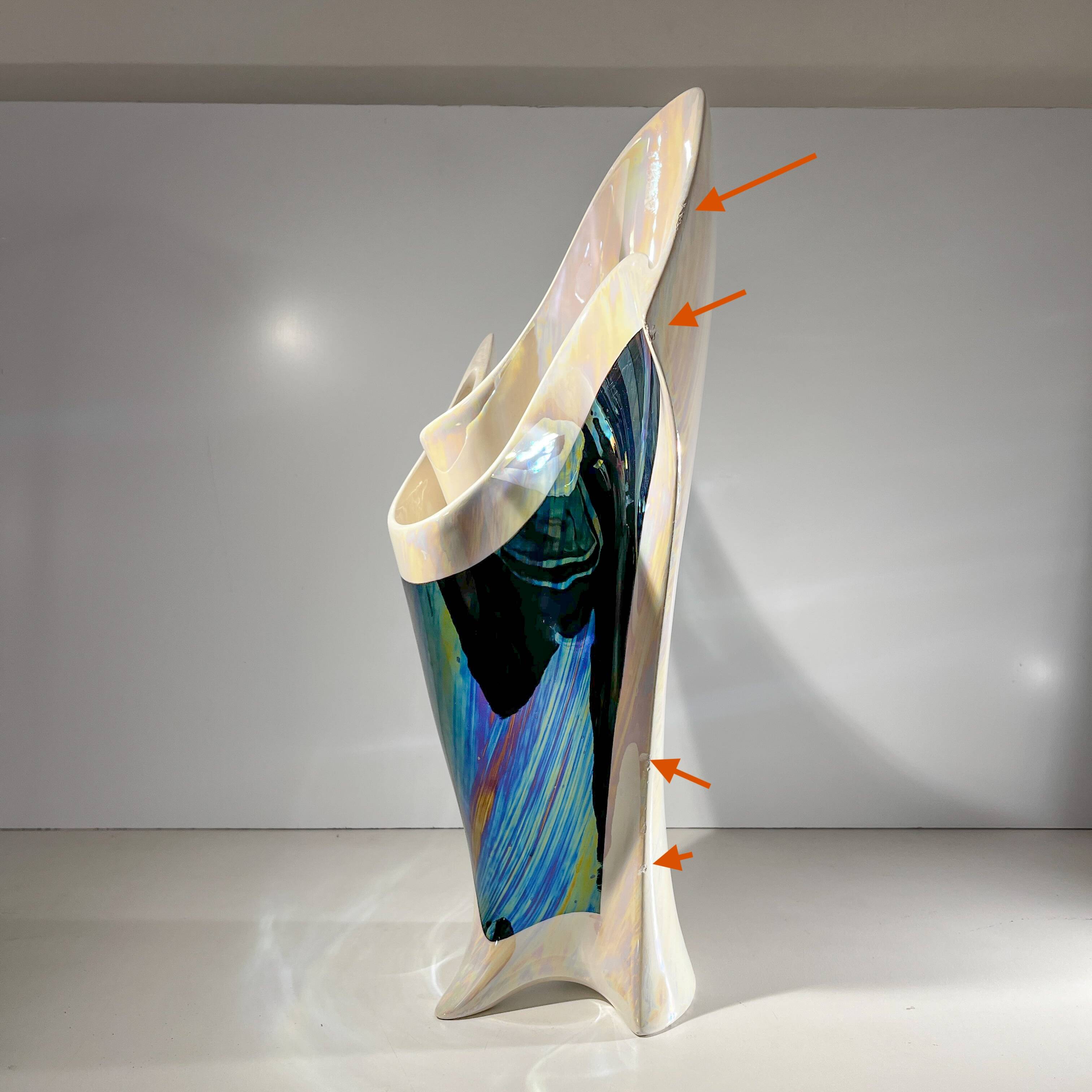 Iridescent free-form sculptural ceramic vase