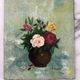 Small old still life painting of a bouquet of roses