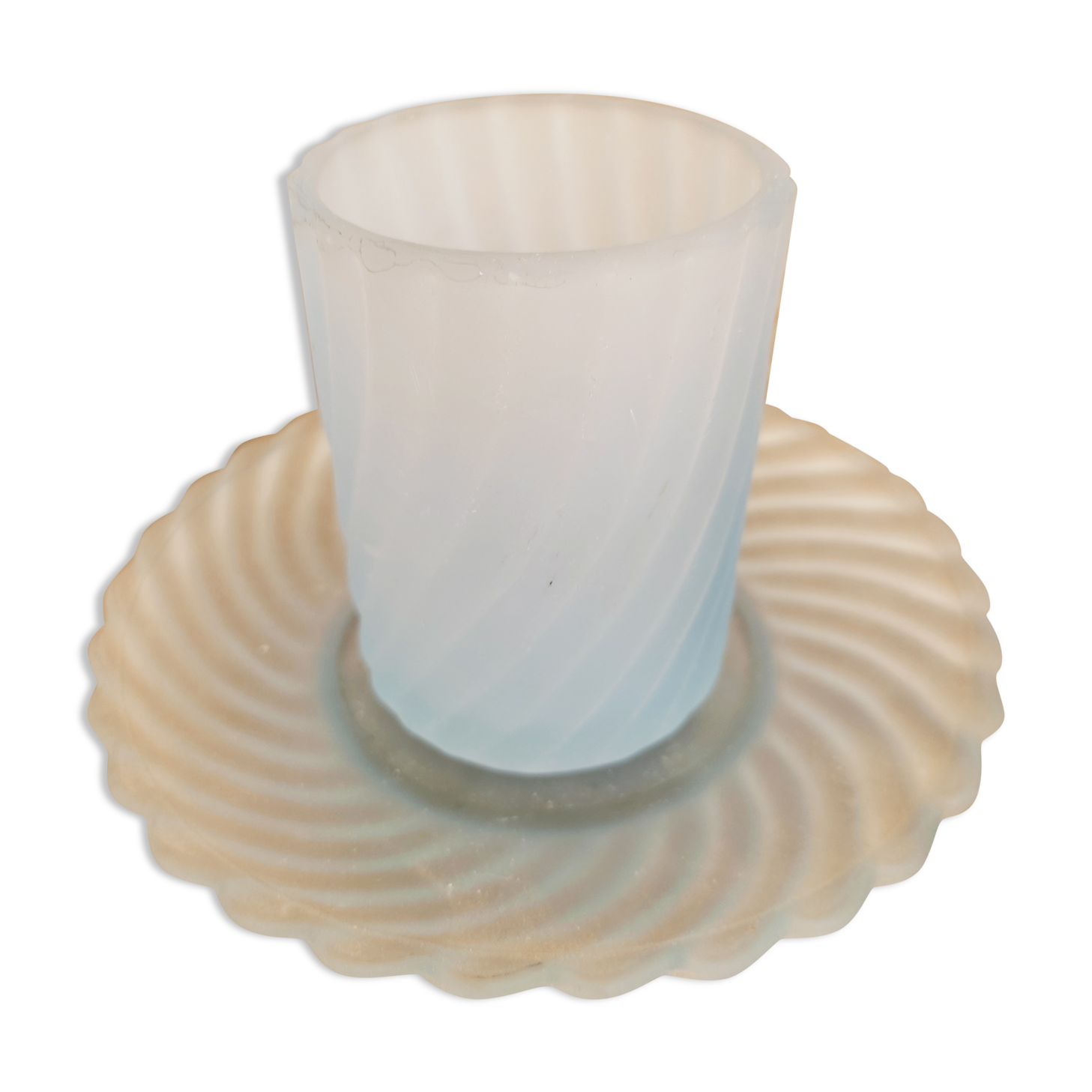 Frosted glass decanter and cup