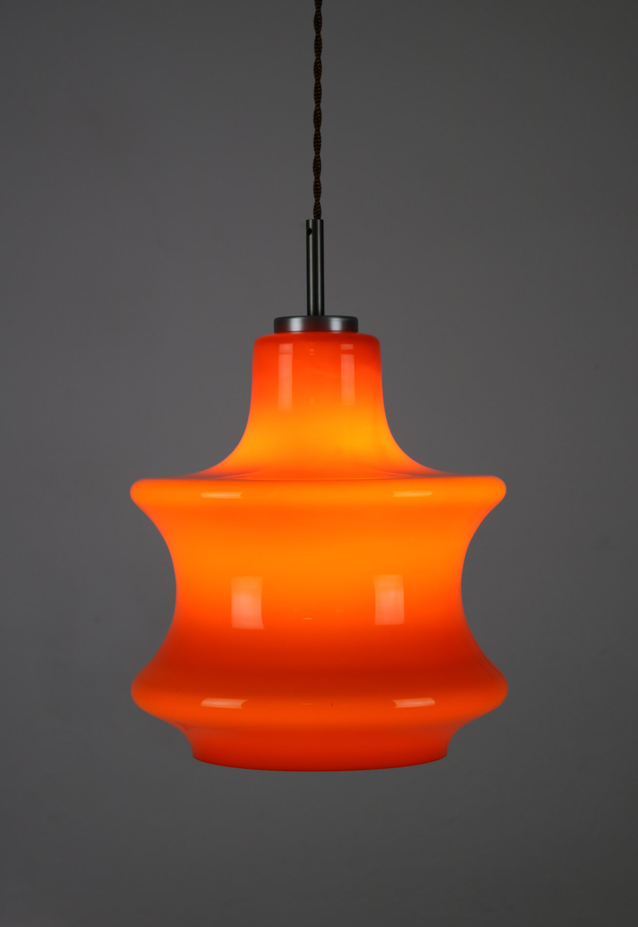 Mid-century orange glass pendant lamp