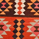 3x11 Orange Tribal Kilim Runner Rug 93x330Cm